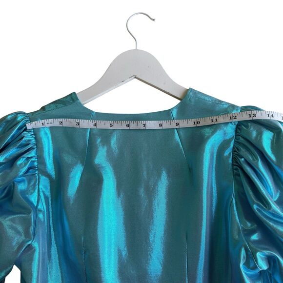 Rotate Birger Christensen Emma Belted Mini Cocktail Dress Club Metallic Blue US2 - Picture 11 of 16